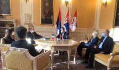 21 January 2021 National Assembly Speaker Ivica Dacic receives Italian Ambassador to Serbia Carlo Lo Cascio